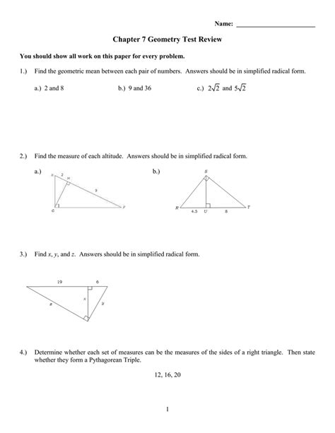 Chapter 7 Test Review Answer Key. . Chapter 7 geometry test answers